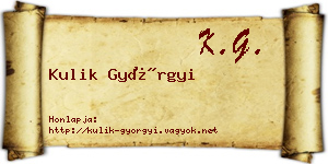 Kulik Györgyi névjegykártya